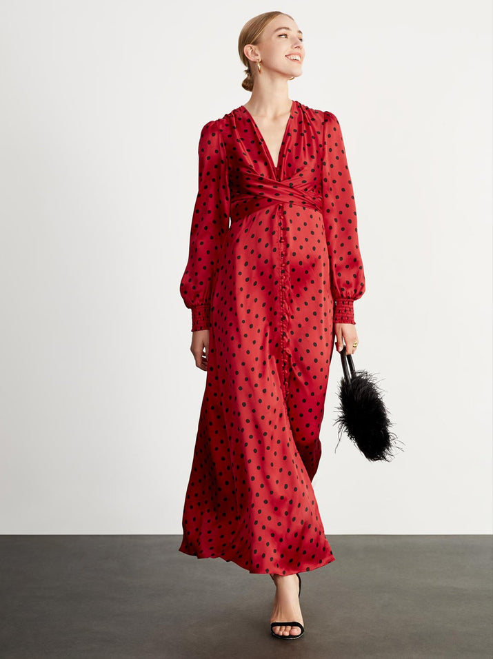 Aurora Red Polka Dot Maxi Dress| Women ...